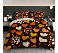 Tema Dell'Amore Infantile Copripiumini Biancheria da Letto 135x200 cm Morbido Comodo Microfibra Marrone Copripiumini Biancheria da Letto Set con Cerniera Tutte le Stagioni 3 Pezzi