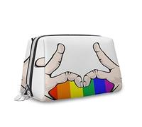 Tema dessert, borsa cosmetica per trucchi, ciambella rivestita di cioccolato, biscotto latte macchiato, organizer in pelle, borsa da toeletta riutilizzabile, marrone crema, M, Colore arcobaleno_14,