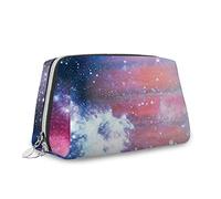 Tema dessert, borsa cosmetica per trucchi, ciambella rivestita di cioccolato, biscotto latte macchiato, organizer in pelle, borsa da toeletta riutilizzabile, marrone crema, M, Blu Rosso_3, Taglia