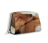 Tema dessert, borsa cosmetica per trucchi, ciambella rivestita di cioccolato, biscotto latte macchiato, organizer in pelle, borsa da toeletta riutilizzabile, marrone crema, M, Marrone_7, Taglia unica,