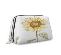 Tema dessert, borsa cosmetica per trucchi, ciambella rivestita di cioccolato, biscotto latte macchiato, organizer in pelle, borsa da toeletta riutilizzabile, marrone crema, M, Giallo_8, Taglia unica,