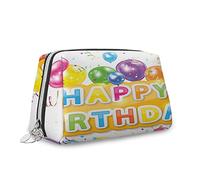 Tema dessert, borsa cosmetica per trucchi, ciambella rivestita di cioccolato, biscotto latte macchiato, organizer in pelle, borsa da toeletta riutilizzabile, marrone crema, M, multicolore_16, Taglia