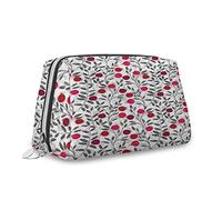 Tema dessert, borsa cosmetica per trucchi, ciambella rivestita di cioccolato, biscotto latte macchiato, organizer in pelle, borsa da toeletta riutilizzabile, marrone crema, M, Grigio Rosa_19, Taglia