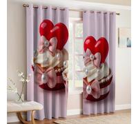 Tema Di San Valentino Tende Oscuranti Termiche Moderne Dolci e torte d'amore con Occhielli Set 2 Pannelli 140L x 175A cm Stampa 3D Poliestere Camera Soggiorno Cameretta Bambini