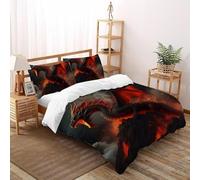 Tema Dragon Fantasy Set Di Biancheria Da Letto animale Copripiumino 2 Pezzi Comfort Bassa Allergia Per Bambini, E Federa A Cerniera Set Copripiumino Double（200x200cm）