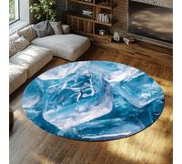 Tema estivo Tappeto rotondo Oceano Ice Cube Toni freddi Zerbino blu per cucina Soggiorno Ingresso frontale Decorazione del pavimento a pelo corto Antiscivolo 200x200cm