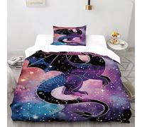 Tema Fantasy Dragon Copripiumino in Fibra A Doppio Strato mitologia Morbido E Confortevole Copripiumino in Fibra Ultra Fine Stampa 3D Tuta in Due Pezzi Single（135x200cm）