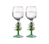 Tema Natalizio Bicchiere Da Vino Rosso Bicchieri Da Vino Bicchieri Da Vino in Cristallo Dipinti A Mano Bicchieri Da Champagne Regalo Di Natale - Set Di 2 (Verde A)