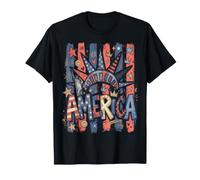 Tema Patriottico Colorato con la Statua della libertà Maglietta