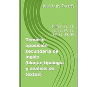 Temario oposición secundaria de inglés (bloque tipología y análisis de textos): Temas 29, 31, 32, 33, 34, 35, 36, 37, 38, 39