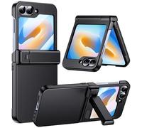 Temdan Custodia per Samsung Galaxy Z Flip 6 con protezione frontale integrata, cavalletto, protezione con cerniere, in policarbonato rigido, ultra sottile, antiurto, custodia protettiva per Galaxy Z