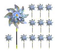 Temeemeg 12 Pezzi Riflettenti Repellente per Uccelli Mulino a deterrenti per piccioni con picchetti girandola da Giardino Scintillante girandola per spaventare Gli Uccelli Animali in Fuga..