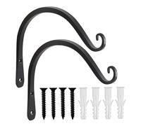 Temeemeg 2 Pack Plant Hanger Bracket, 8in Heavy Duty Wall Plant Holder with Screws, Metal Wind Chime & Bird Feeder Hook for Outdoor Indoor Use.