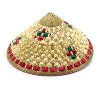 Temeemeg Cappello di riso Cappello di paglia cinese di bambù per bambini da 36 cm Cappelli conici asiatici naturali per giochi all'aperto, danza e costumi.