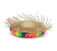 Temeemeg Cappello messicano, cappello sombrero messicano con fiori colorati, berretto di paglia intrecciato a mano per uomo e donna, festa Fiesta, decorazione a tema hawaiano.