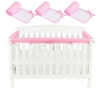 Temeemeg Copri-spondina per culla per la dentizione - Imbottitura morbida per paraurti in 3 pezzi, resistente ai morsi e lavabile in lavatrice per sicurezza e protezione.