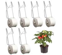 Temeemeg Ganci per Pomodoro, 6 Ganci per Pomodoro per Traliccio di Corde, Gancio a Rullo di Supporto per Piante sospese con Corda da 49 Piedi per Fiori di ortaggi in Serra e Colture di Vite..