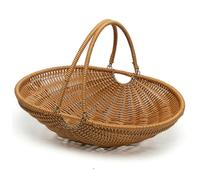 Temeemeg Harvest Basket for Garden Vegetables, Large PP Woven Gathering Basket with Foldable Handle for Picnic, Farm, Kitchen Storage And Home Decor.