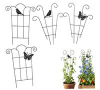 Temeemeg Trellis for Climbing Plants Indoor, 4 Pack Black Metal Indoor Plant Trellis, Supports for Pothos Hoya Monstera And Other Houseplants.