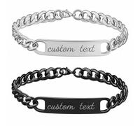 TEMEITE Bracciali a catena personalizzati per coppie e famiglia, testo inciso personalizzabile, ideale per occasioni speciali e ricordi