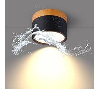 Temgin Faretti LED Neri da Soffitto Rotondo Cubo Faretto Cucina per Interni Senza Forare, 12W IP65 Legno Plafoniera Bagno Corridoio Cilindro Bianco Caldo Esterno IRC82 Non da Incasso Ø10cm Alluminio