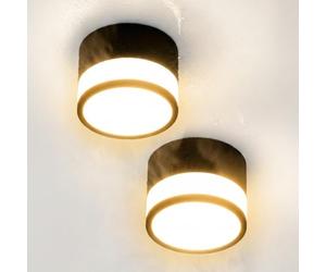 Temgin Faretti LED Neri da Soffitto Rotondo Cubo Faretto Cucina per Interni Senza Forare, 12W IP65 Plafoniera Bagno Corridoio Cilindro Bianco Caldo Esterno IRC82 Non da Incasso Ø10cm Alluminio 2 Pezzi