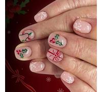 Temi di Natale Unghie Finte Vacanza Fiocco di Neve Decorazioni Foglia Facile Applicazione Per Le Donne Festa 24PCs/Set Abs Holiday Press Su Unghie