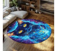 Temi magici mistici Tappeto rotondo Gatto Disegni di animali Tappeti per soggiorno Camera da letto Lounge Dormitorio Arredamento accogliente per interni Lavabile Morbido Antiscivolo 120x120cm