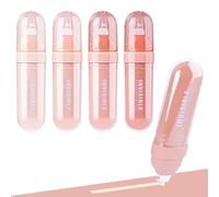 Temiary 4 nastri di correzione bianchi, con nucleo beige liscio estraibile per scrivere, correttore estetico crema sfumato, applicatore ad asciugatura rapida, per studenti, scuola e ufficio (rosa)
