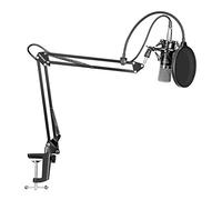 TEmkin 700 Microfono a condensatore 3.5M Supporto per Braccio a Forbice per Microfono Regolabile cablato con Supporto Antiurto e Kit di Morsetti di Montaggio Microfoni per Voce