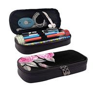 TEMKIN Astuccio in pelle con stampa a fiori rosa, grande capacità, astuccio carino per matite e cosmetici, organizer con cerniera, rosa, Taglia unica, Semplice