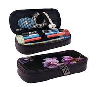 TEMKIN Astuccio in pelle con stampa a fiori rosa, grande capacità, astuccio carino per matite e cosmetici, organizer con cerniera, rosa, Taglia unica, Semplice