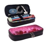 TEMKIN Astuccio in pelle con stampa di cuori rosa, grande capacità, astuccio carino per matite e cosmetici, con cerniera, rosa, Taglia unica, Semplice