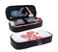 TEMKIN Astuccio in pelle con stampa di fenicotteri rosa, grande capacità, astuccio carino per matite e cosmetici, con cerniera, rosa, Taglia unica, Semplice