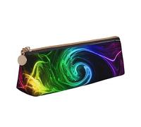 TEMKIN Astuccio in pelle da donna con stampa arcobaleno fumo, grande capacità, astuccio portapenne con cerniera per ufficio, bianco, Taglia unica, Semplice