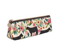 TEMKIN Astuccio in pelle da donna con stampa di mucche e bovini rosa, grande capacità, astuccio portapenne con cerniera per ufficio, rosa, Taglia unica, Semplice