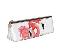 TEMKIN Astuccio in pelle da donna con stampa fenicotteri rosa, grande capacità, astuccio portapenne con cerniera per ufficio, rosa, Taglia unica, Semplice