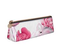 TEMKIN Astuccio in pelle da donna con stampa fenicotteri rosa, grande capacità, astuccio portapenne con cerniera per ufficio, rosa, Taglia unica, Semplice