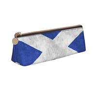 TEMKIN Astuccio in pelle da donna con stampa scozzese retrò, grande capacità, astuccio portapenne con cerniera per ufficio, bianco, Taglia unica, Retrò, semplice
