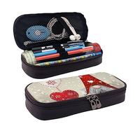 TEMKIN Astuccio in pelle stampata con scritta Merry Christmas, astuccio per penne di grande capacità, grazioso astuccio per cosmetici, organizer con cerniera, Nero , Taglia unica, Semplice