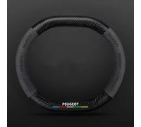 TEMKIN Copertura Volante Auto Compatibile con Peugeot 208 2019-2023 in Pelle Nappa Ultrasottile con Design Protettore Antiscivolo Volante Auto Standard 37-39 cm,Black-D Shape up And Down