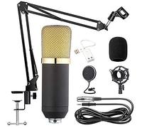 TEmkin Kit Microfono a condensatore Bm-700 Mic Set Microfono da Gioco, Microfono a 3,5 mm con Braccio a Forbice Regolabile per Sospensione del Microfono, Supporto Antiurto, per