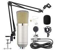 TEmkin Kit Microfono a condensatore Bm-700 Mic Set Microfono da Gioco, Microfono XLR a 3,5 mm con Braccio a Forbice Regolabile per Sospensione del Microfono, Supporto Antiurto,