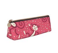 TEMKIN Monkey Entertainment - Astuccio in pelle da donna con stampa, grande capacità, astuccio portapenne con cerniera per ufficio, bianco, Taglia unica, Semplice