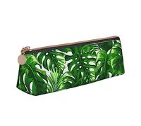 TEMKIN Monstera Deliciosa, astuccio da donna in pelle con stampa con palma banana, grande capacità, astuccio portapenne con cerniera per ufficio, bianco, Taglia unica, Semplice