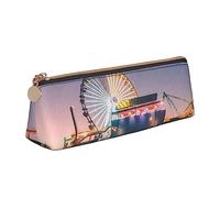 TEMKIN Pier Lights - Astuccio in pelle da donna con stampa, grande capacità, astuccio portapenne con cerniera per ufficio, bianco, Taglia unica, Semplice