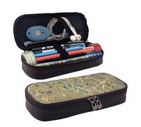 TEMKIN Prairie Ghost Camo - Astuccio in pelle con stampa mimetica, grande capacità, astuccio per matite e cosmetici, con cerniera, Nero , Taglia unica, Semplice