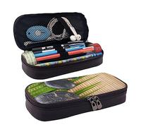TEMKIN Rock On A Bamboo Mat - Astuccio in pelle stampata per matite, grande capacità, astuccio per matite e cosmetici, con cerniera