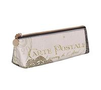 TEMKIN Romantico astuccio in pelle da donna con stampa Torre di Parigi, grande capacità, astuccio portapenne con cerniera per ufficio, bianco, Taglia unica, Semplice