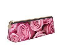 TEMKIN Rosa Rosa Stampato Delle Donne Sacchetto Della Matita Di Cuoio, Grande Capacità Matita Astuccio Penna Sacchetto Con Cerniera Per Ufficio, rosa, Taglia unica, Semplice